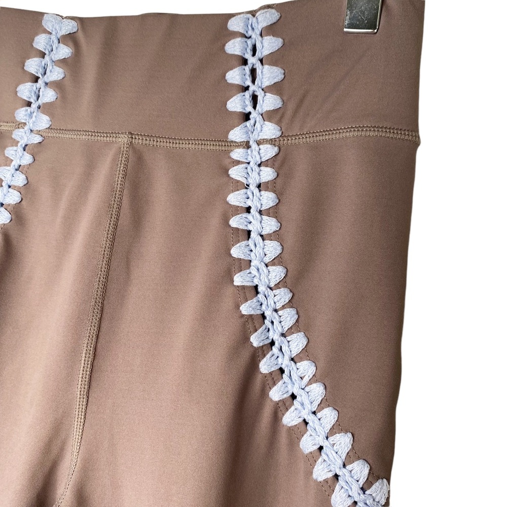 Carbon38 La Plage Crochet Stitching Leggings Tan Size XS - Picture 9 of 12